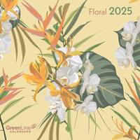 GreenLine Floral 2025 Broschürenkalender, 30x30cm, Wandkalender mit hochwertigem Papier, Platz für Notizen, internationale Feiertage und dekorativer Kordel