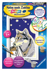 Ravensburger CreArt 28773 - Wolfsportrait - Malen nach Zahlen Wolf für Kinder ab 7 Jahre