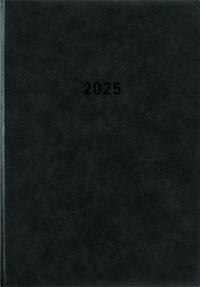 Zettler - Buchkalender 2025 schwarz, 14,5x21cm, Taschenkalender mit 392 Seiten im wattiertem Kunststoffeinband, 1 Woche auf 1 Seite, Tages- und Wochenzählung und internationales Kalendarium