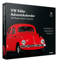 FRANZIS 55255 - VW Käfer Adventskalender, rot, Metall Modellbausatz im Maßstab 1:43, inkl. Soundmodul und 52-seitigem Begleitbuch