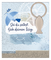 Fisch-Schlüsselanhänger aus silberfarbenem Metall