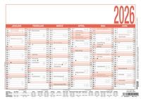 Zettler Arbeitstagekalender A5 2026 – Bürokalender 21 × 15 cm, 6 Monate pro Seite, Arbeitstage-, Tages- & Wochenzähler, Ferienübersicht, Feiertage, Mondphasen, kompakter Wandkalender, FSC Karton