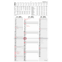 Zettler 3-Monatskalender Streifenplaner 2026 – Wandkalender 33 × 59 cm, 3 Monate pro Blatt mit Datumsschieber, Monatsübersicht Dez. 2025–Jan. 2027, Feiertage & Ferien, Länderkürzel 16 Länder, FSC