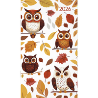 Alpha Edition - Miniplaner Style Eulen 2026 – Taschenkalender 9×15 cm, Weekly-Planer mit 64 Seiten, 1 Woche pro Seite, kompakter Notizkalender mit Jahresübersicht & Zusatzinfos