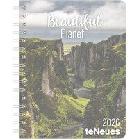 teNeues - Beautiful Planet Diary 2026 – Buchkalender 17x22 cm | Wochenkalender Deluxe mit Naturfotografien für Reise-Fans, Weltenbummler & Naturfreunde