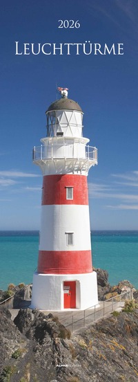 Alpha Edition - Leuchttürme 2026 – Streifenkalender 25x69 cm – Hochformat-Bildkalender – Wandplaner mit maritimen Motiven – 12 faszinierende Leuchtturm-Aufnahmen – FSC-zertifiziert