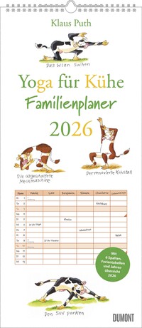 DUMONT - Yoga für Kühe Familienplaner 2026 – Wandkalender 22 x 50 cm – Lustiger Familienkalender mit 6 Spalten von Klaus Puth