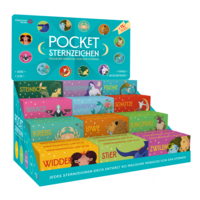 Display Pocket mit 36 Sternzeichen-Boxen - Magische Messages von den Sternen - je 40 farbige Karten in einer Magnetschachtel mit Metallicfolie