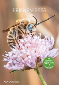 Alpha Edition - Bienen 2025 Bildkalender, 23,7x34cm, Kalender mit hochwertigen Bienen-Motiven, Mondphasen, Kalenderwochen, Ferientermine DE/AT/CH und deutsches Kalendarium