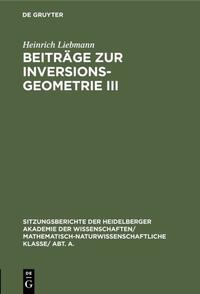 Beiträge zur Inversionsgeometrie III