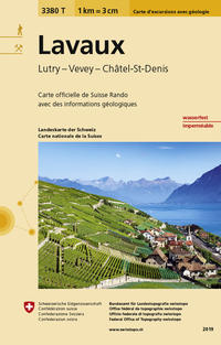 3380T Lavaux Carte d'excursions avec géologie