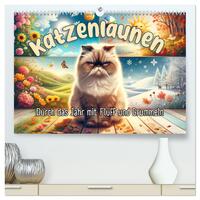 Katzenlaunen - Durch das Jahr mit Fluff und Grummeln (hochwertiger Premium Wandkalender 2025 DIN A2 quer), Kunstdruck in Hochglanz