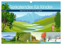 Tierkalender für Kinder (Wandkalender 2025 DIN A3 quer), CALVENDO Monatskalender