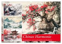 Chinas Harmonie - Terminplaner mit Landschaften und Symbolen (Wandkalender 2025 DIN A2 quer), CALVENDO Monatskalender