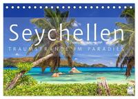 Seychellen Traumstrände im Paradies (Tischkalender 2025 DIN A5 quer), CALVENDO Monatskalender