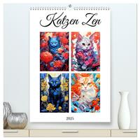 Katzen Zen (hochwertiger Premium Wandkalender 2025 DIN A2 hoch), Kunstdruck in Hochglanz