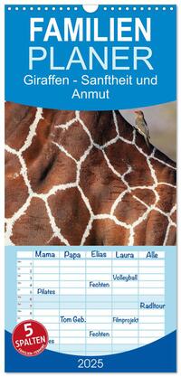 Familienplaner 2025 - Giraffen - Sanftheit und Anmut mit 5 Spalten (Wandkalender, 21 x 45 cm) CALVENDO