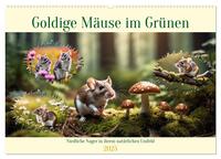 Goldige Mäuse im Grünen (Wandkalender 2025 DIN A2 quer), CALVENDO Monatskalender