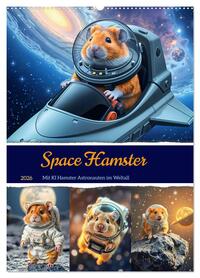 Space Hamster - Mit KI Hamster Astronauten im Weltall (Wandkalender 2026 DIN A2 hoch), CALVENDO Monatskalender