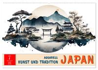 Japan - Aquarell Kunst und Tradition (Wandkalender 2026 DIN A2 quer), CALVENDO Monatskalender