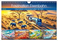 Faszination Eisenbahn - Lokomotiven und Landschaften der Welt (Wandkalender 2026 DIN A4 quer), CALVENDO Monatskalender