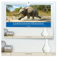 Liebenswerte Elefanten (hochwertiger Premium Wandkalender 2026 DIN A2 quer), Kunstdruck in Hochglanz