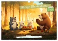 Bärige Illustrationen (Wandkalender 2026 DIN A3 quer), CALVENDO Monatskalender
