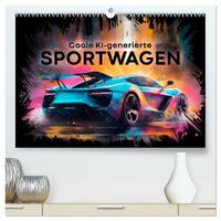 Coole KI-generierte SPORTWAGEN (hochwertiger Premium Wandkalender 2026 DIN A2 quer), Kunstdruck in Hochglanz