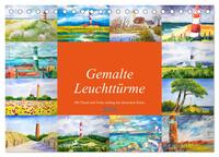 Gemalte Leuchttürme - Mit Pinsel und Farbe entlang der deutschen Küste (Tischkalender 2026 DIN A5 quer), CALVENDO Monatskalender