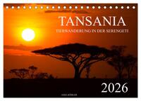 Tansania - Tierwanderung in der Serengeti (Tischkalender 2026 DIN A5 quer), CALVENDO Monatskalender