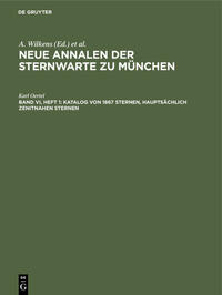 Katalog von 1867 Sternen, hauptsächlich zenitnahen Sternen