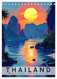 Thailand - Old School Poster Style (Tischkalender 2026 DIN A5 hoch), CALVENDO Monatskalender