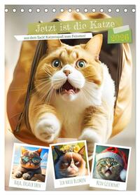 Jetzt ist die Katze aus dem Sack! Katzenspaß vom Feinsten! (Tischkalender 2026 DIN A5 hoch), CALVENDO Monatskalender