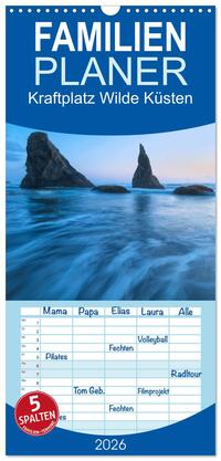 Familienplaner 2026 - Kraftplatz Wilde Küsten mit 5 Spalten (Wandkalender, 21 x 45 cm) CALVENDO