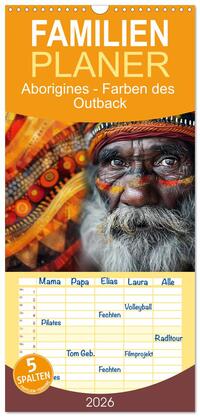 Familienplaner 2026 - Aborigines - Farben des Outback mit 5 Spalten (Wandkalender, 21 x 45 cm) CALVENDO