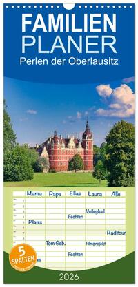 Familienplaner 2026 - Perlen der Oberlausitz mit 5 Spalten (Wandkalender, 21 x 45 cm) CALVENDO