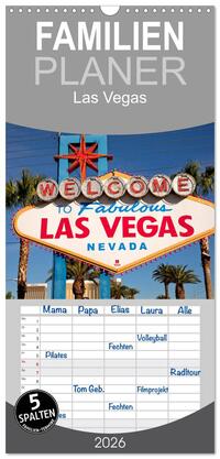 Familienplaner 2026 - Las Vegas mit 5 Spalten (Wandkalender, 21 x 45 cm) CALVENDO