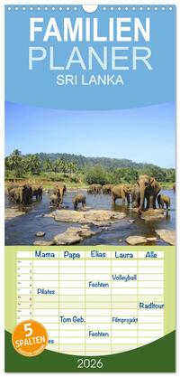 Familienplaner 2026 - Sri Lanka mit 5 Spalten (Wandkalender, 21 x 45 cm) CALVENDO