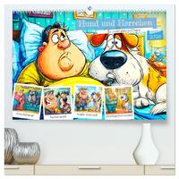 Hund und Herrchen. Zu zweit allein im Chaos (hochwertiger Premium Wandkalender 2026 DIN A2 quer), Kunstdruck in Hochglanz