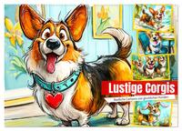 Lustige Corgis. Niedliche Cartoons von glücklichen Hunden (Wandkalender 2026 DIN A2 quer), CALVENDO Monatskalender