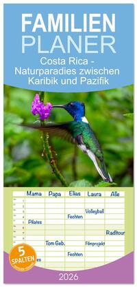 Familienplaner 2026 - Costa Rica - Naturparadies zwischen Karibik und Pazifik mit 5 Spalten (Wandkalender, 21 x 45 cm) CALVENDO