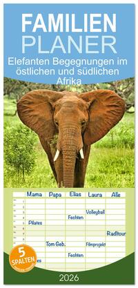 Familienplaner 2026 - Elefanten Begegnungen im östlichen und südlichen Afrika mit 5 Spalten (Wandkalender, 21 x 45 cm) CALVENDO