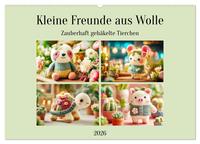 Kleine Freunde aus Wolle. Zauberhaft gehäkelte Tierchen (Wandkalender 2026 DIN A2 quer), CALVENDO Monatskalender