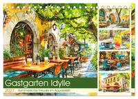 Gastgarten Idylle. Sommerliche Freude im Aquarellstil (Tischkalender 2027 DIN A5 quer), CALVENDO Monatskalender