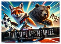 Tierische Rennfahrer - Mit Tieren im Oldtimer durch das Jahr (Wandkalender 2027 DIN A2 quer), CALVENDO Monatskalender