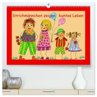 Strichmännchen zeigen buntes Leben (hochwertiger Premium Wandkalender 2027 DIN A2 quer), Kunstdruck in Hochglanz