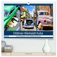Oldtimer-Werkstatt Kuba - Auto-Reparatur in den Straßen Havannas (hochwertiger Premium Wandkalender 2027 DIN A2 quer), Kunstdruck in Hochglanz
