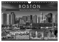 BOSTON Monochrome Stadtansichten (Wandkalender 2027 DIN A4 quer), CALVENDO Monatskalender