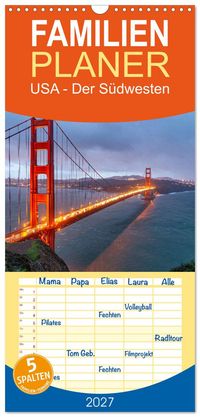 Familienplaner 2027 - USA - Der Südwesten mit 5 Spalten (Wandkalender, 21 x 45 cm) CALVENDO