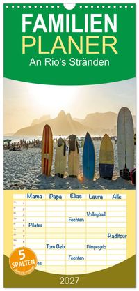 Familienplaner 2027 - An Rio's Stränden mit 5 Spalten (Wandkalender, 21 x 45 cm) CALVENDO